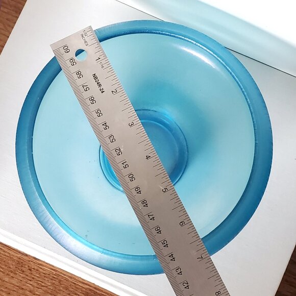 Fenton Celeste Blue Stretch Glass Cupped Console Bowl - Picture 5 of 7